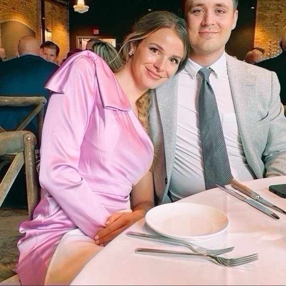 Mac Duggal Ieena Satin One-Sleeve Minidress Orchid - Picture 3 of 14